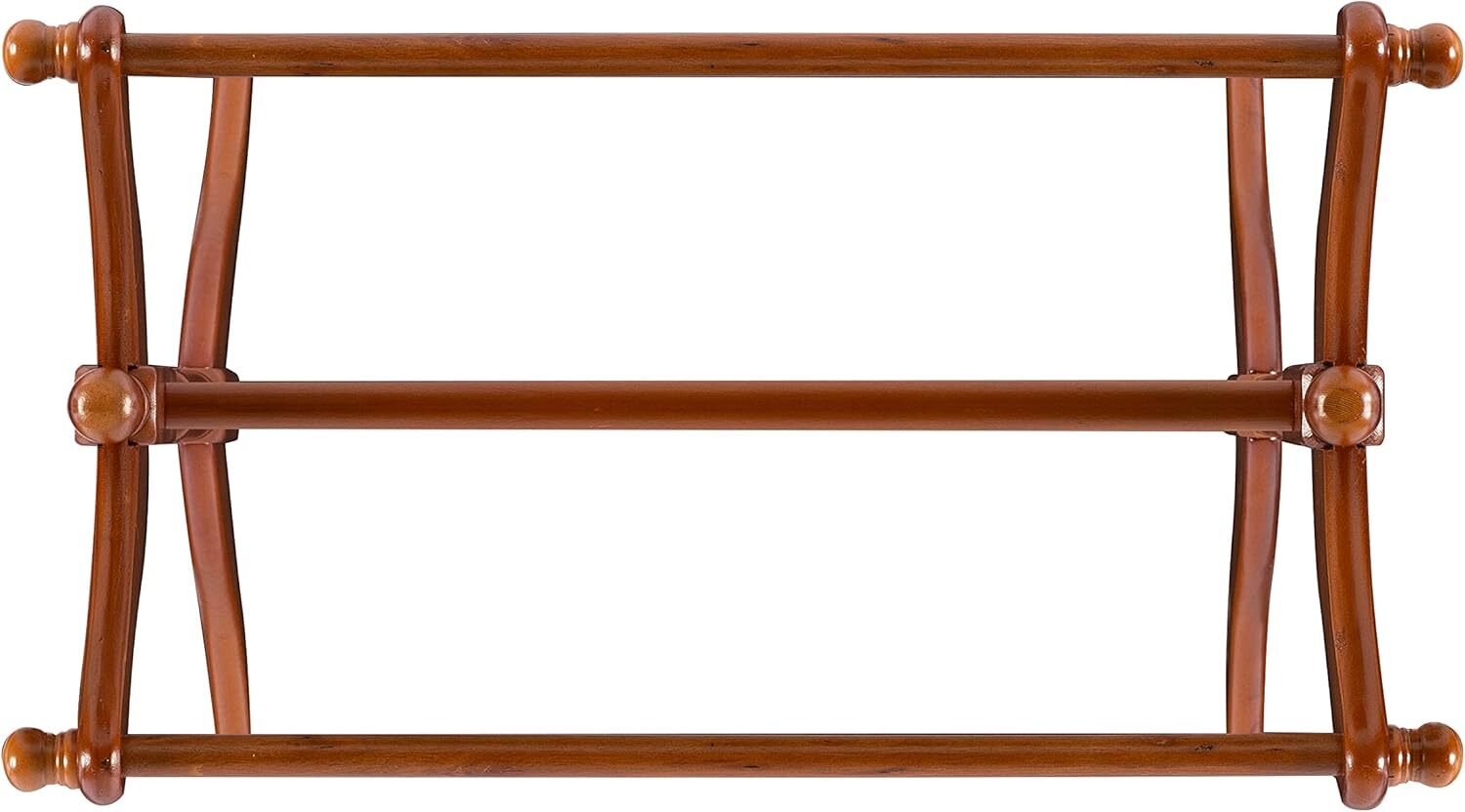 Vintage Oak Finish Wooden Quilt Rack Stand Blanket Bedspread Storage Display