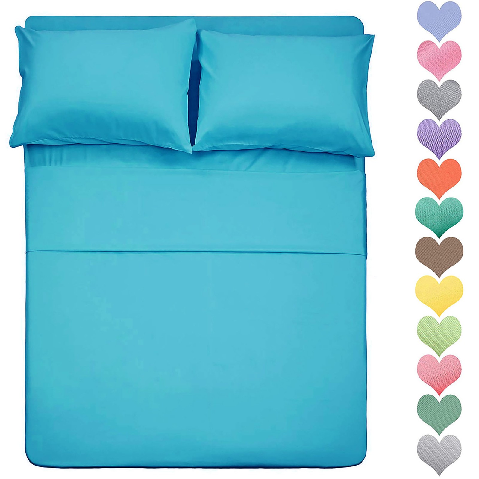 Best Season Queen Size Sheet Set 3 Piece 400 Thread Count Queen, Turquoise