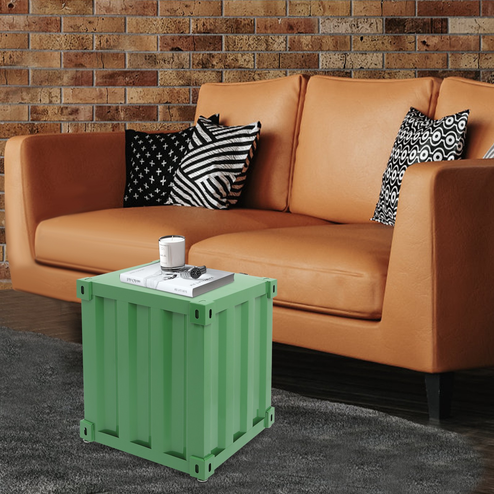 Floorstanding Side Table Industrial Style Container Cabinet Iron Bedside Table