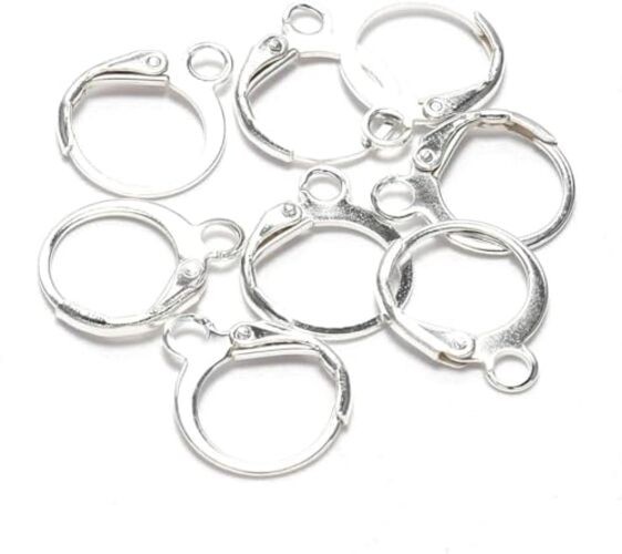 20Pcs Steel French Lever Earring Hooks Wire Settings Base Hoops Earrings Silver