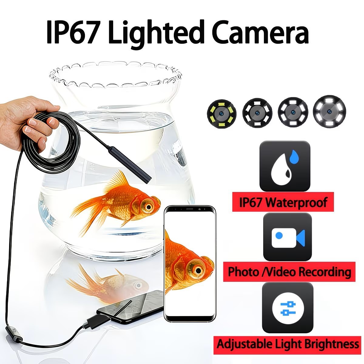 Endoscope Camera with Light 5.5mm 1080P HD Borescope Camera 39" - NEW!
