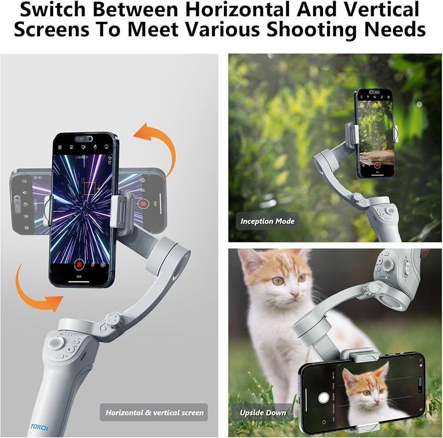 3-Axis Gimbal Stabilizer for iPhone&Android with Adjustable Fill Light, AI Track
