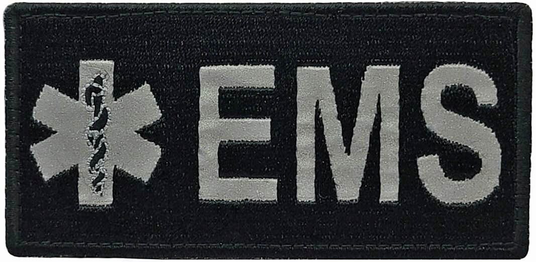 REFLECTIVE EMS EMT PARAMEDIC MEDIC PATCH |2PC HOOK BACKING 4"x2" ,3"x3"