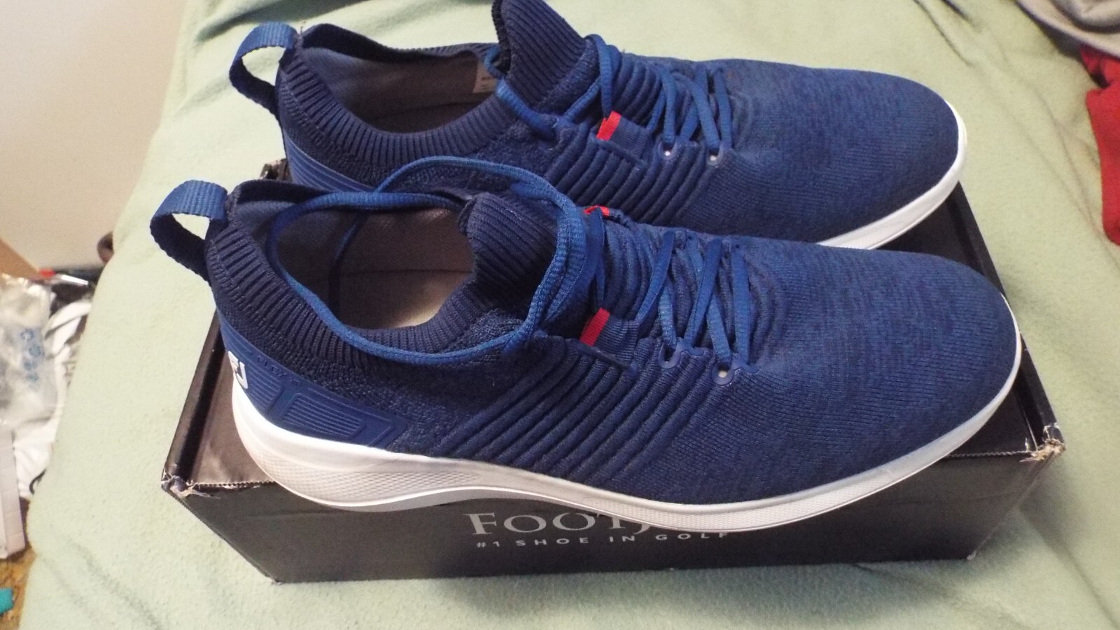 2021 FootJoy FJ Flex XP Men's Spikeless Golf Shoes Size 9.5 Medium Blue 56268