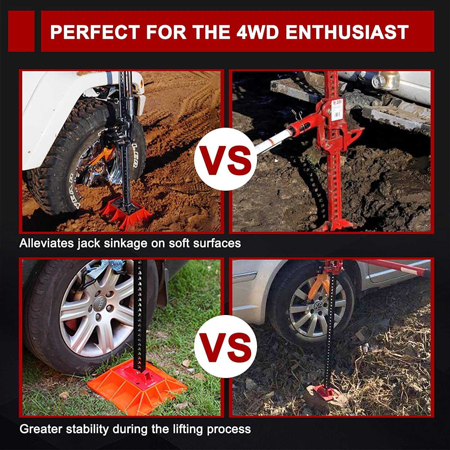 Off-Road Base Compatible with Hi Lift Jack,Farm Jack Board Mate Support Plate