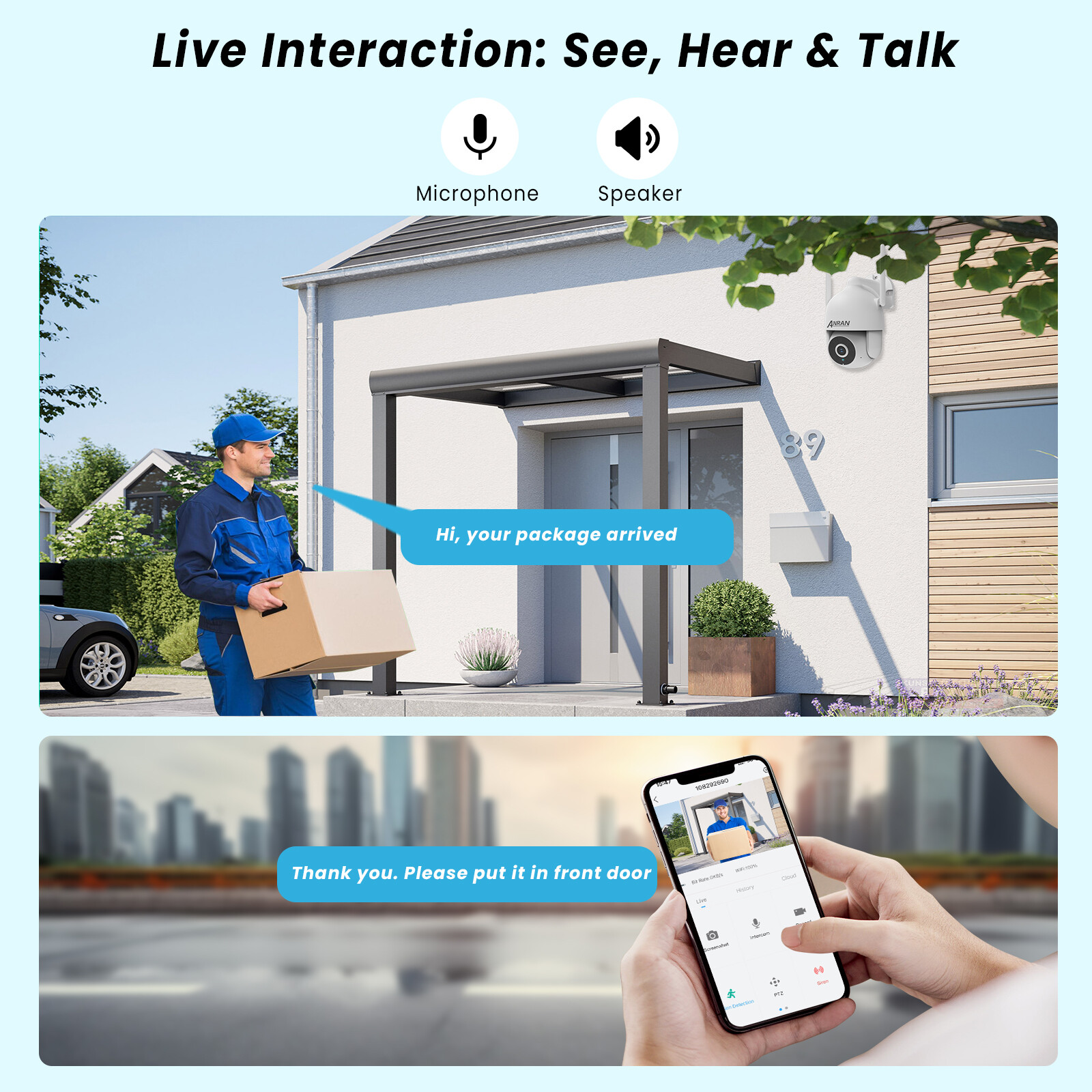 ANRAN Wired POE Security Camera System Outdoor PTZ Motion Detection 8CH NVR Kits