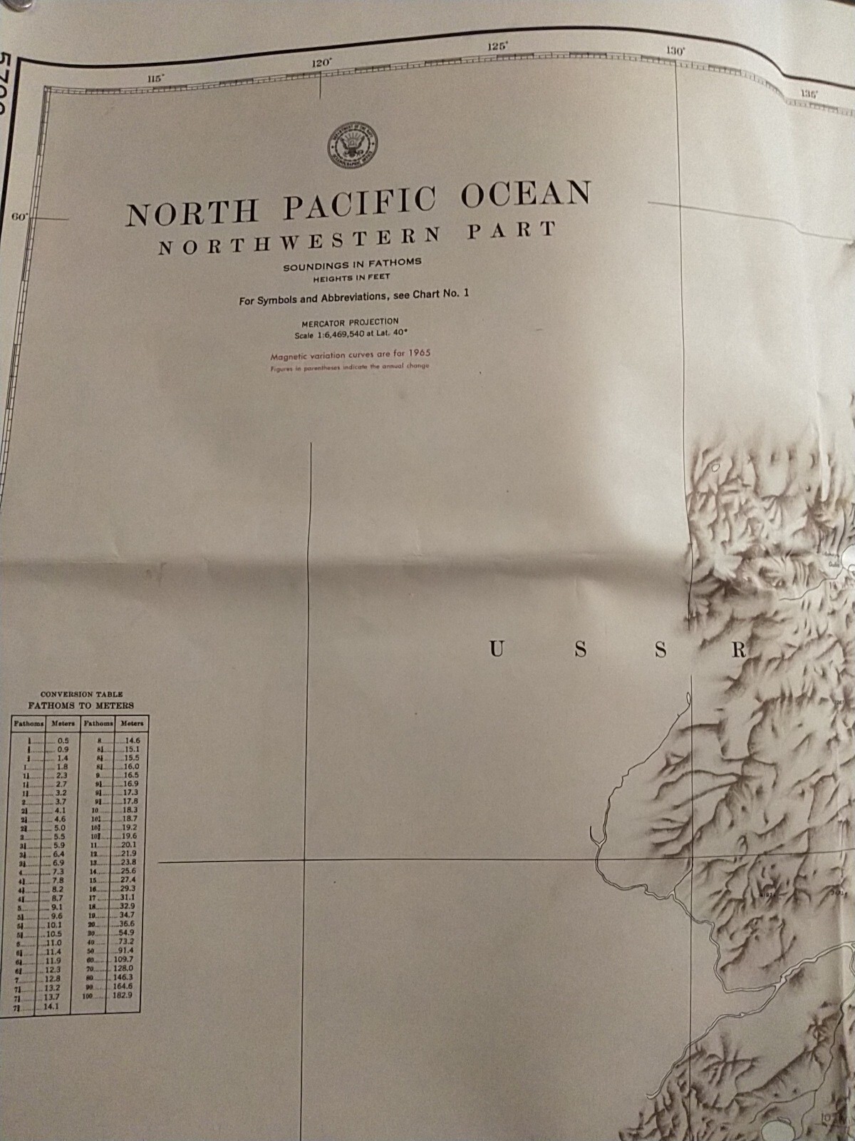 NORTH PACIFIC OCEAN NORTHWESTERN PART 2ND ED 1952 5799 NAVIGATION CHART FATHOMS