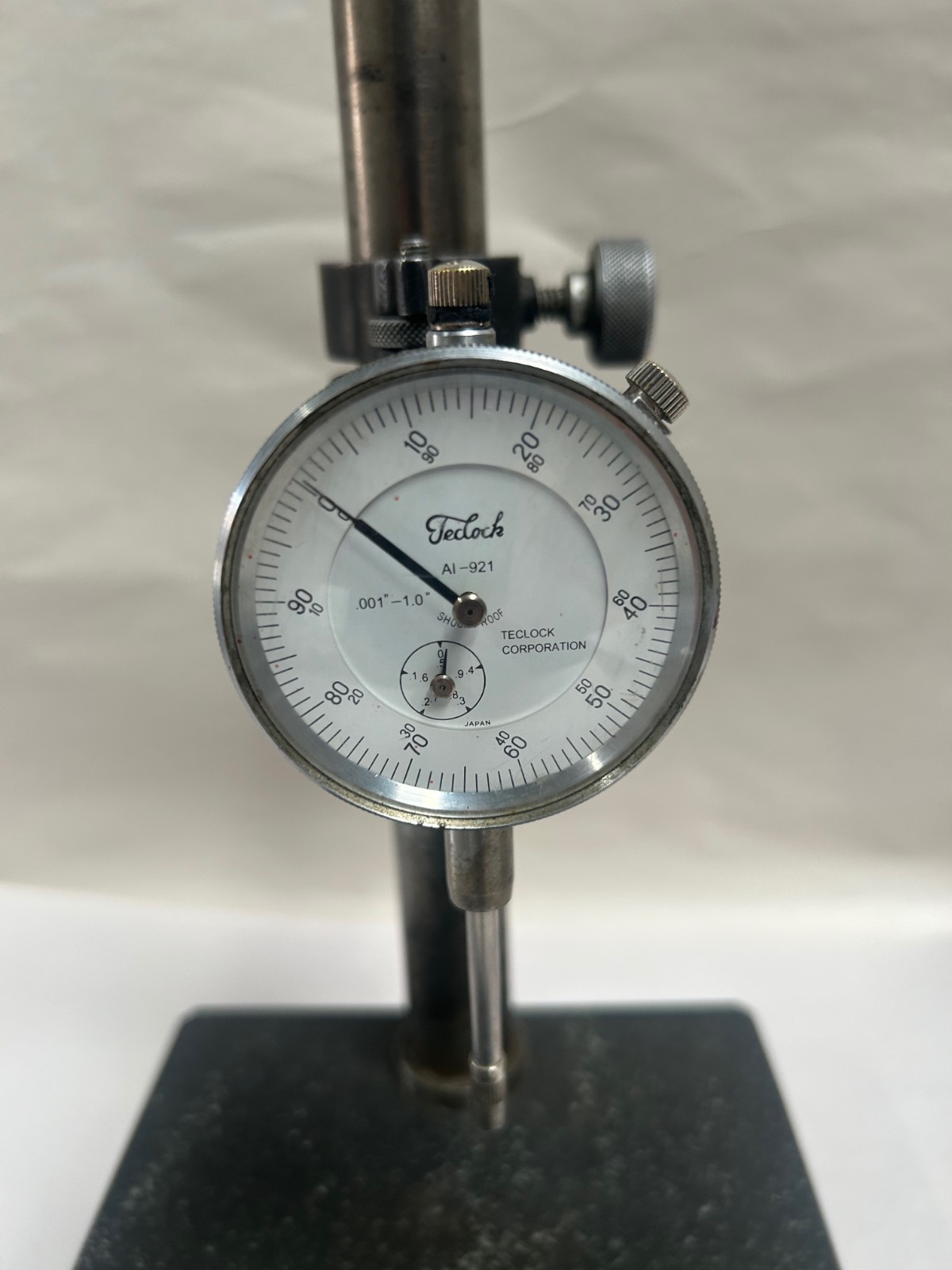 Vintage Teclock Dial Indicator w/ Heavy Granite Indicator Stand Base (D)