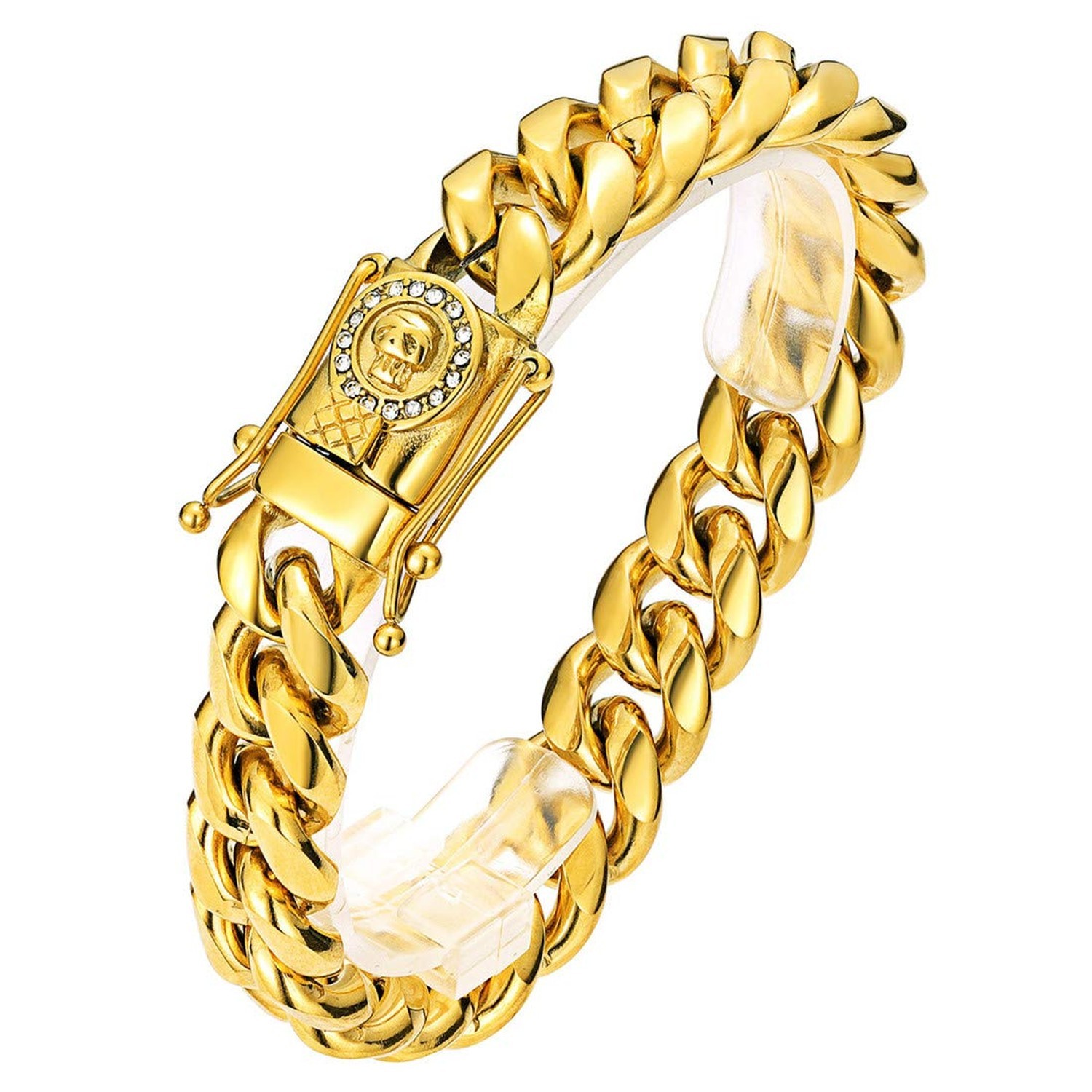 ROWIN&CO Miami Cuban Link Chain for Men 18K Gold Stainless Steel Curb Necklac...