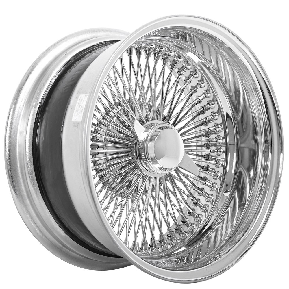 13x7 LA Wire Wheels Reverse 100-Spoke Straight Lace Chrome Rims (4pcs)