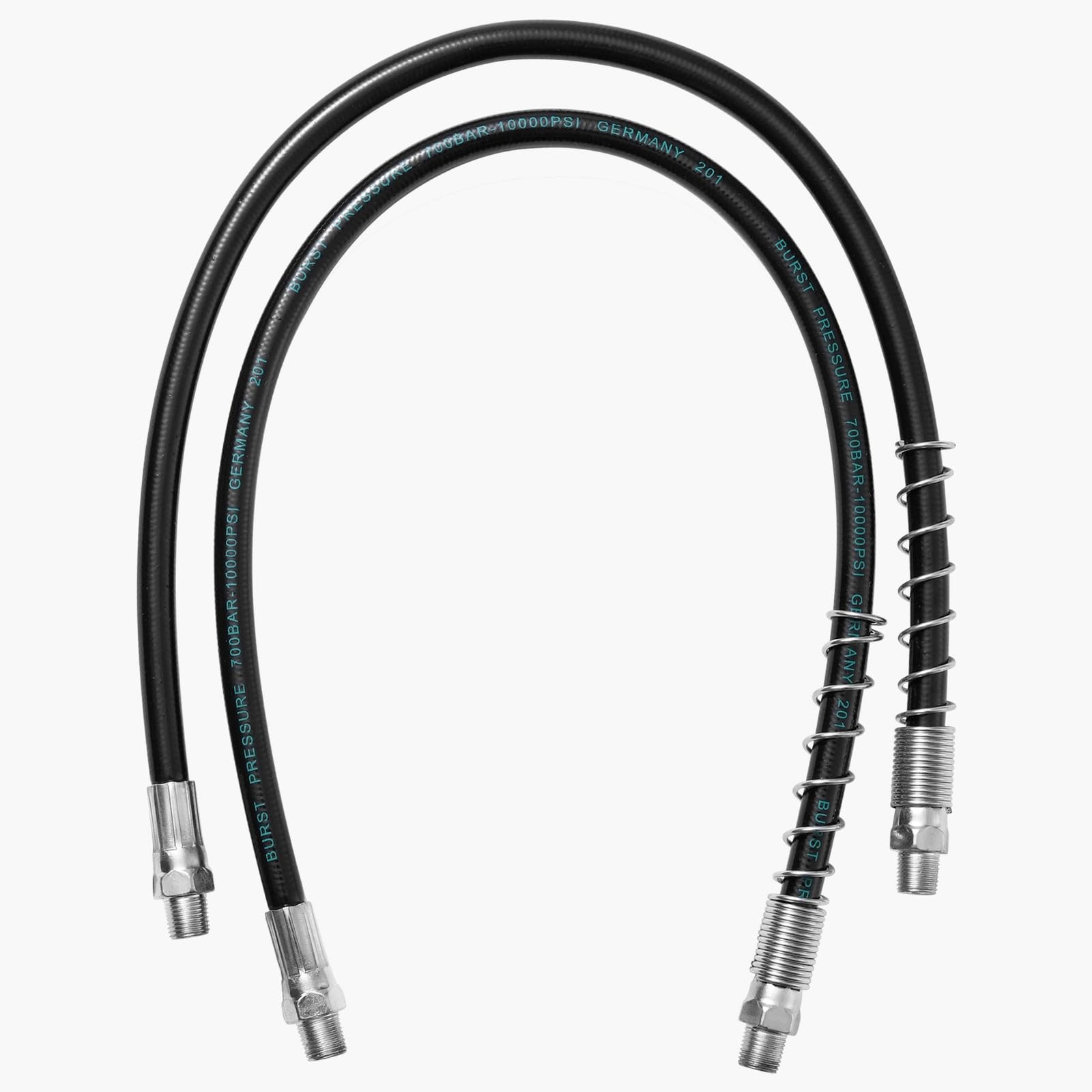 ATIVERE Grease Gun 2PCS 18" Spring Flex Hose, 10000 PSI High 2hose