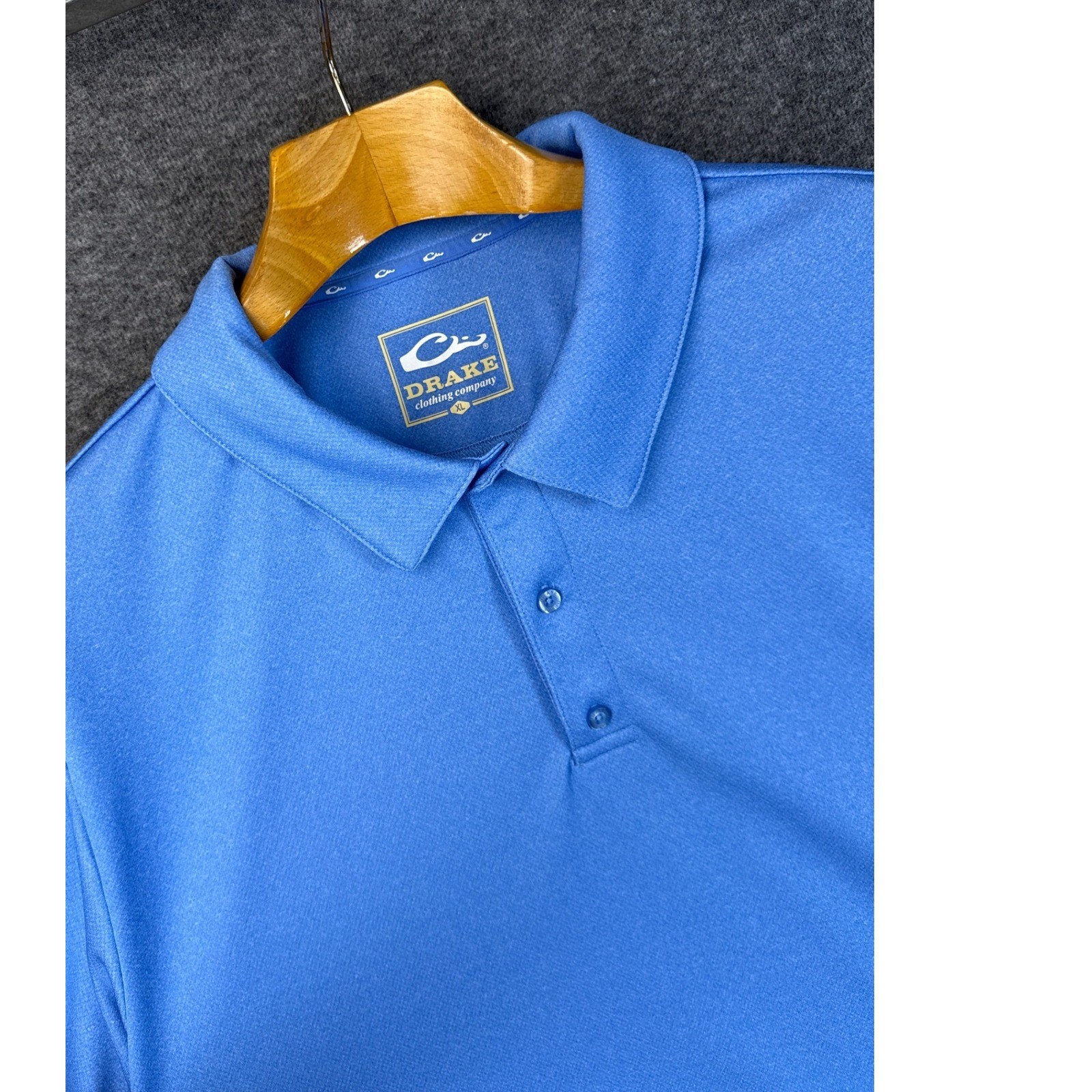 Drake Waterfowl Mens XL Marina Blue Performance Heather Mesh Short Sleeve Polo