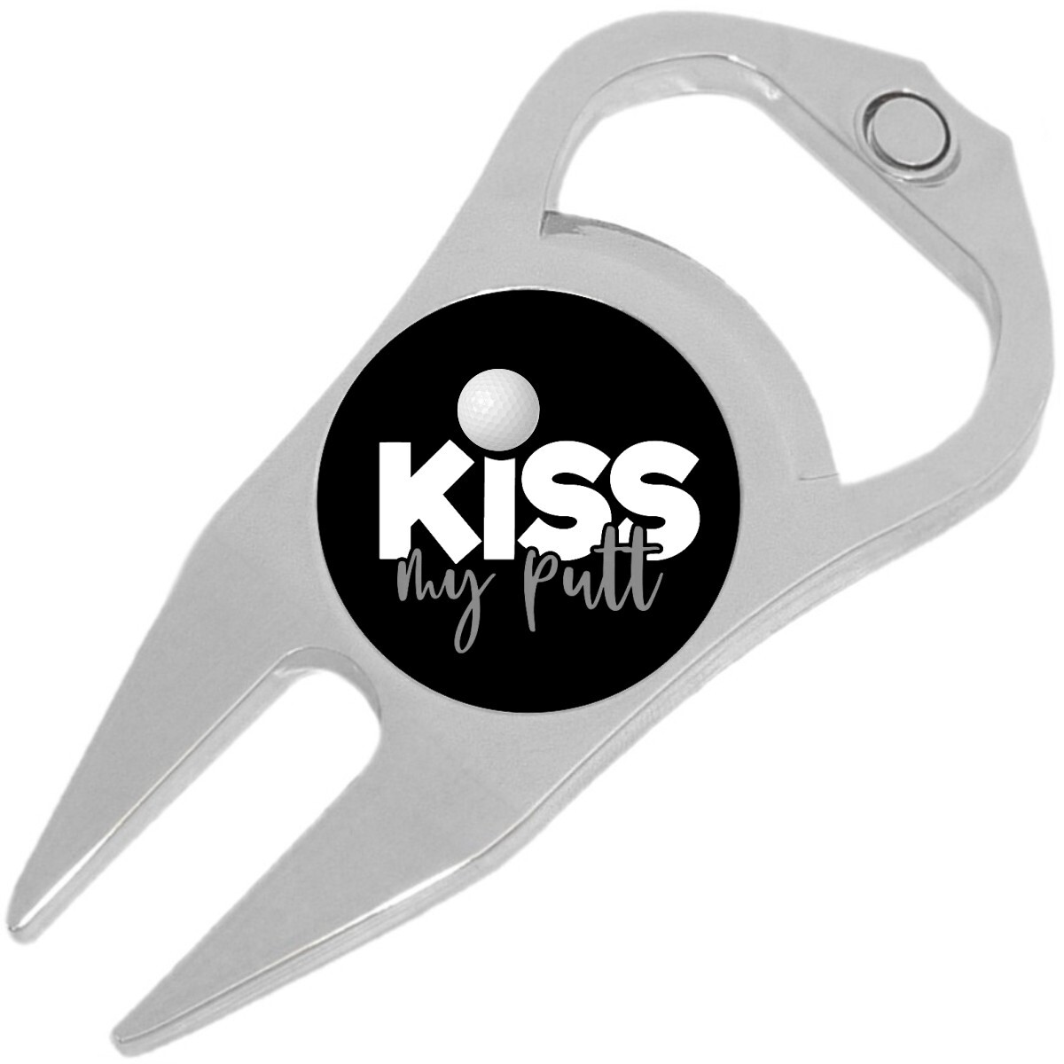 Kiss My Putt Golfing Golf Ball Marker Divot Repair Tool Bottle Opener