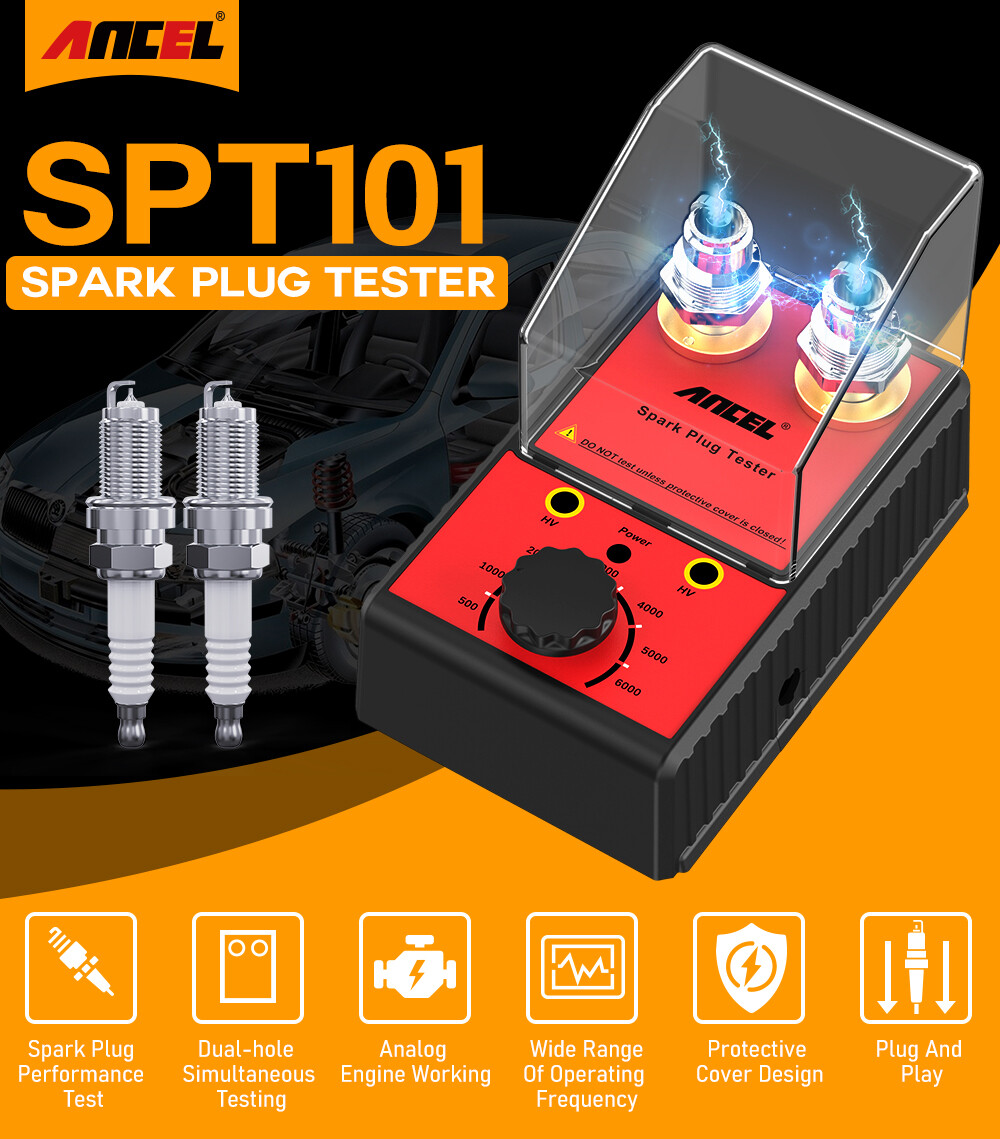 ANCEL SP02 Car Spark Plug Tester with Auto Adjustable Double Hole Detector