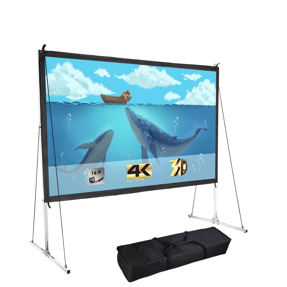 120" 16:9 Projector Screen w/ Stand Fast Folding Indoor Outdoor Backyard Movie