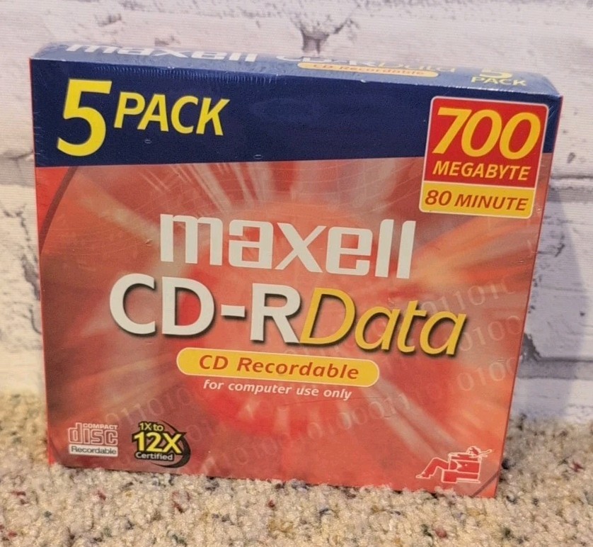 Maxell (5 Pack) CD-R Data 80 Minute 700 mb Recordable Compact Discs New Sealed