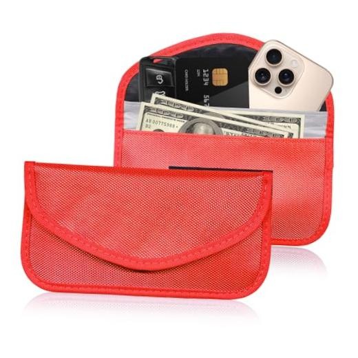 2 PCS Faraday Bags for Phone and Car Keys, Anti Theft Signal Blocking Key Red