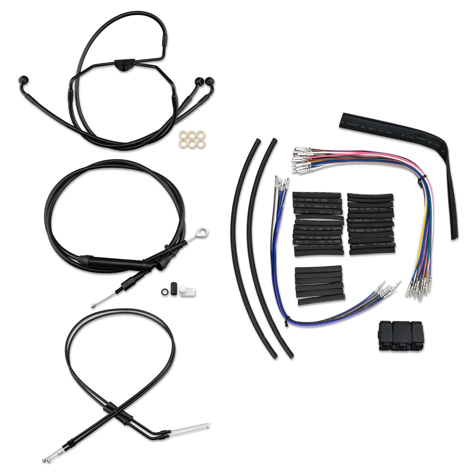 Stainless Cable Brake Line Kit Black 14" Apes 2002-2006 Harley Touring NoCruise