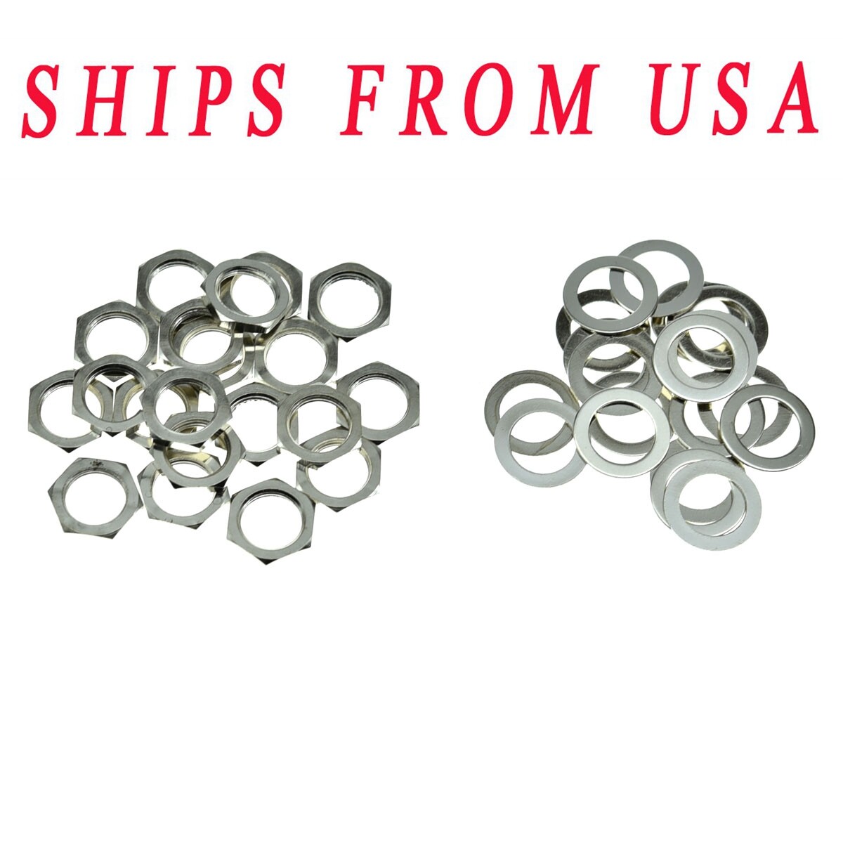 Quality 20* Guitar Input Output Jack Socket Nut & Washer Metric Jack Nuts Nickel