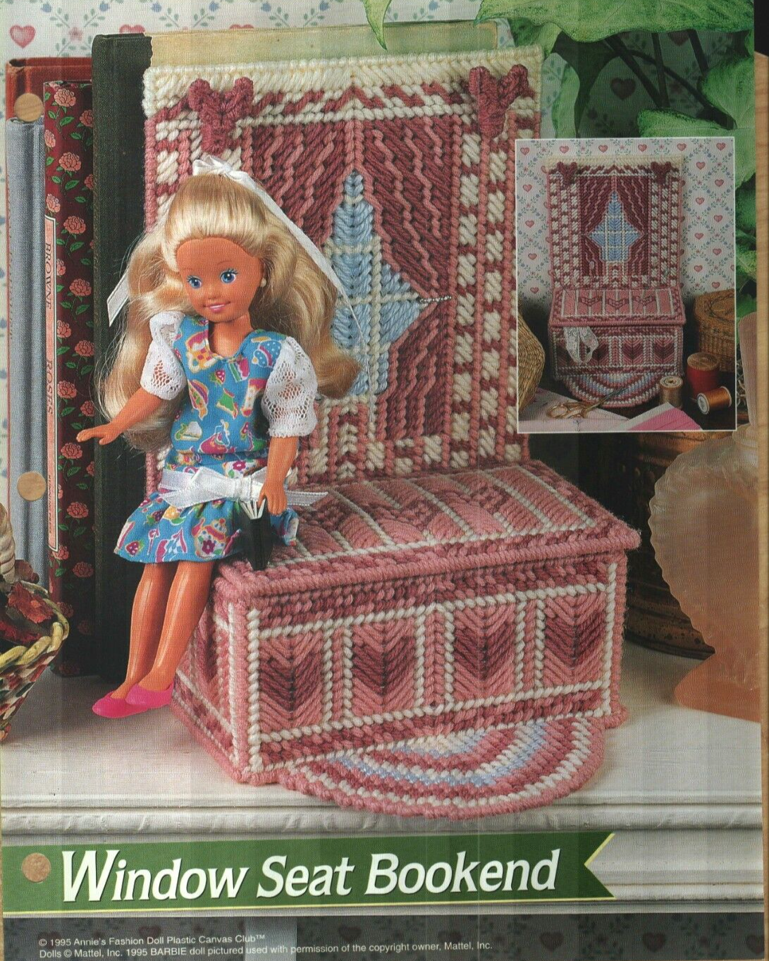 NEW WINDOW SEAT BOOKEND & TOY BOX ANNIE'S PLASTIC CANVAS PATTERN INSTRUCTIONS