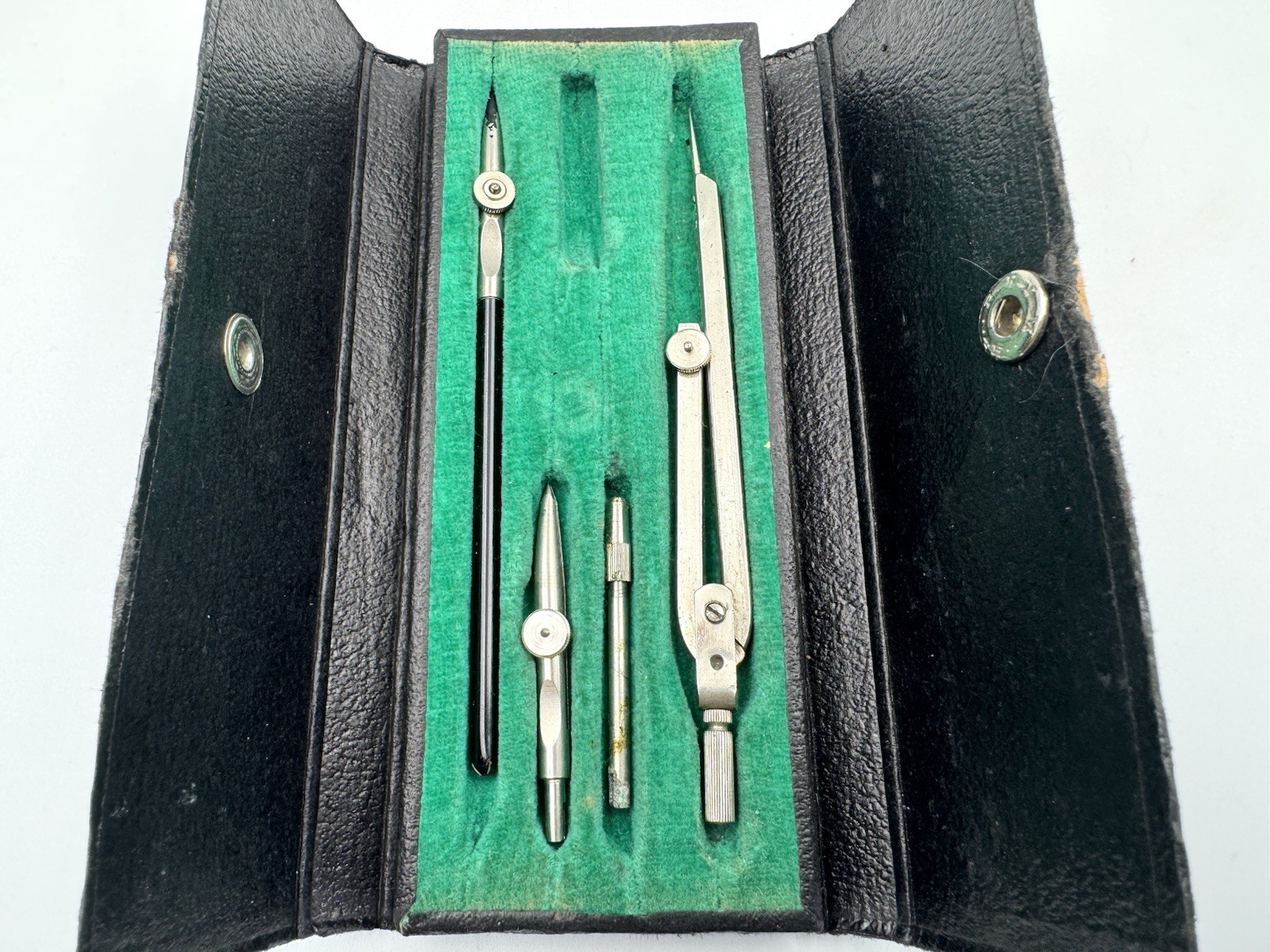 Vintage German Compass Partial Technical Drawing Set Tools & Case