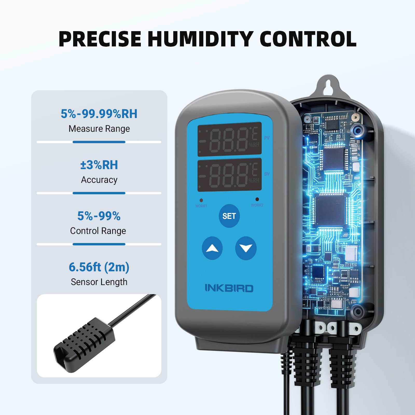 INKBIRD Humidity Controller Pre-Wired Digital Humidifier Dehumidifier Mushroom