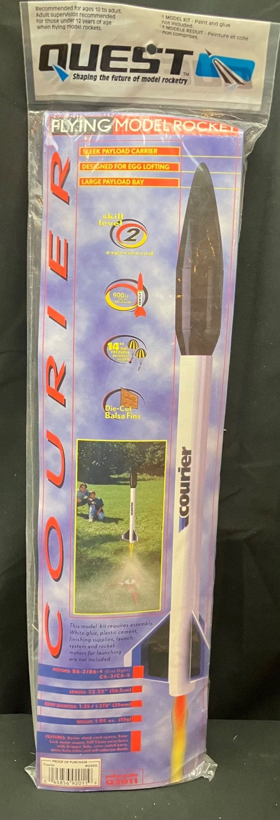 Quest Courier Egglofter  Flying Model Rocket Kit - Sealed