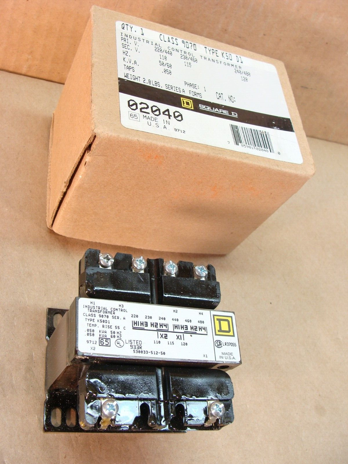 NEW SQUARE D 02040 transformer type K50 D1 class 9070 MANY AVAILABLE