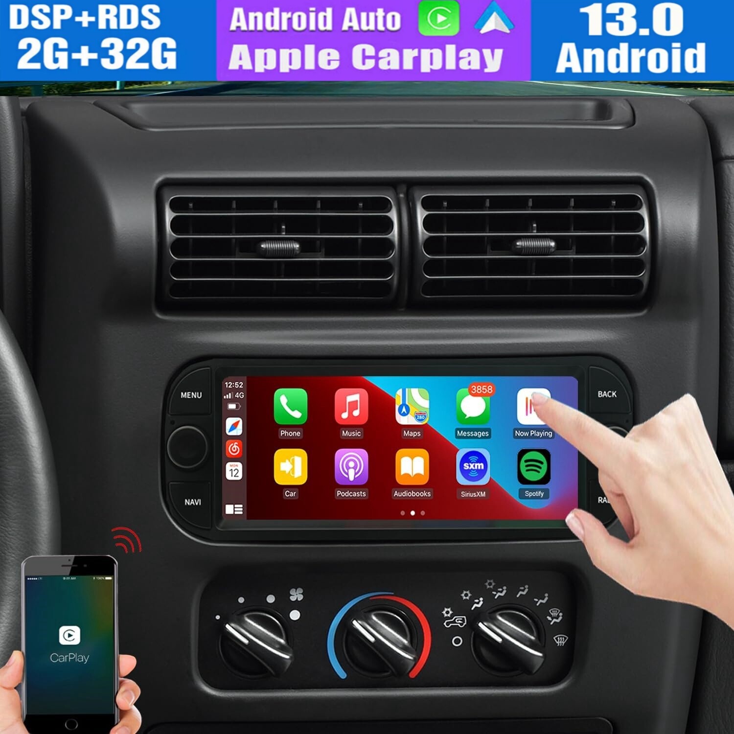 32GB Car Stereo Radio GPS Navi For Chrysler Dodge Jeep Wrangler Grand Cherokee
