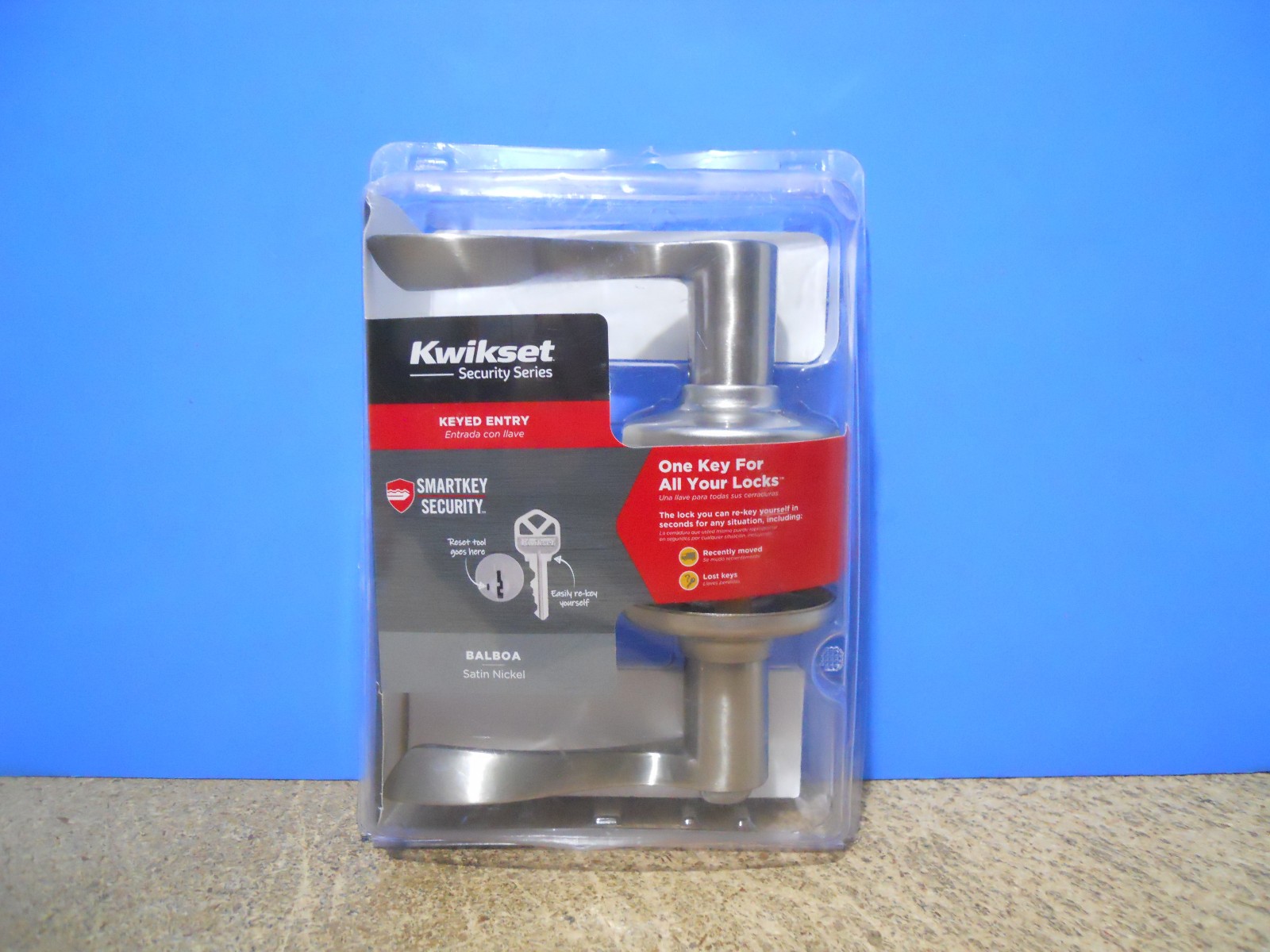 Kwikset Smartkey Security Series BALBOA Keyed Entry Satin Nickel 94050-673