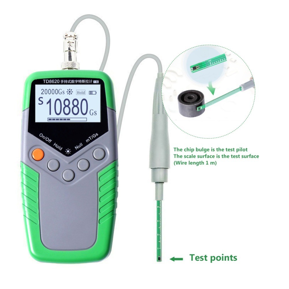 Teslameter Magnetic Strength Tester with Range 200mt/2000mt Display Accuracy ±5%