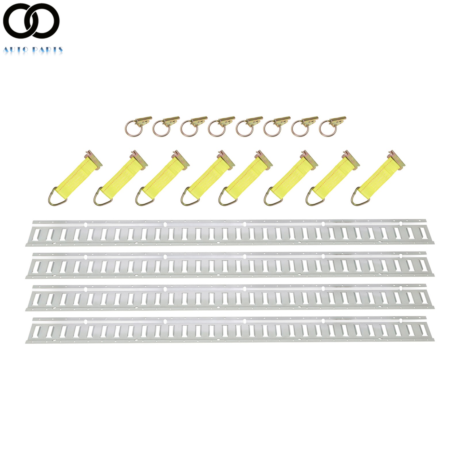 New 5' E Track Rails 8 Rope Tie Offs 4 Galvanized Horizontal  8 O Rings
