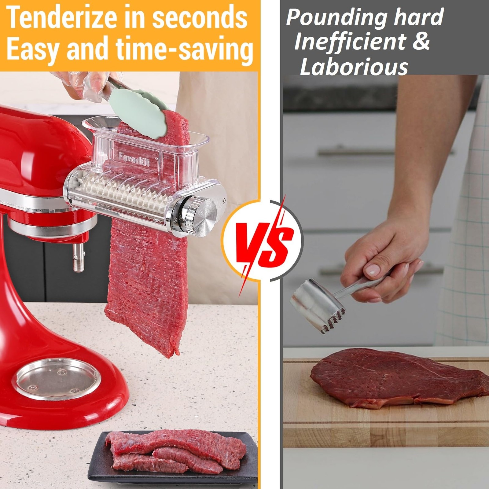 Adjustable 3 Thickness Meat Tenderizer Attachment for Kitchenaid Stand Mixers...