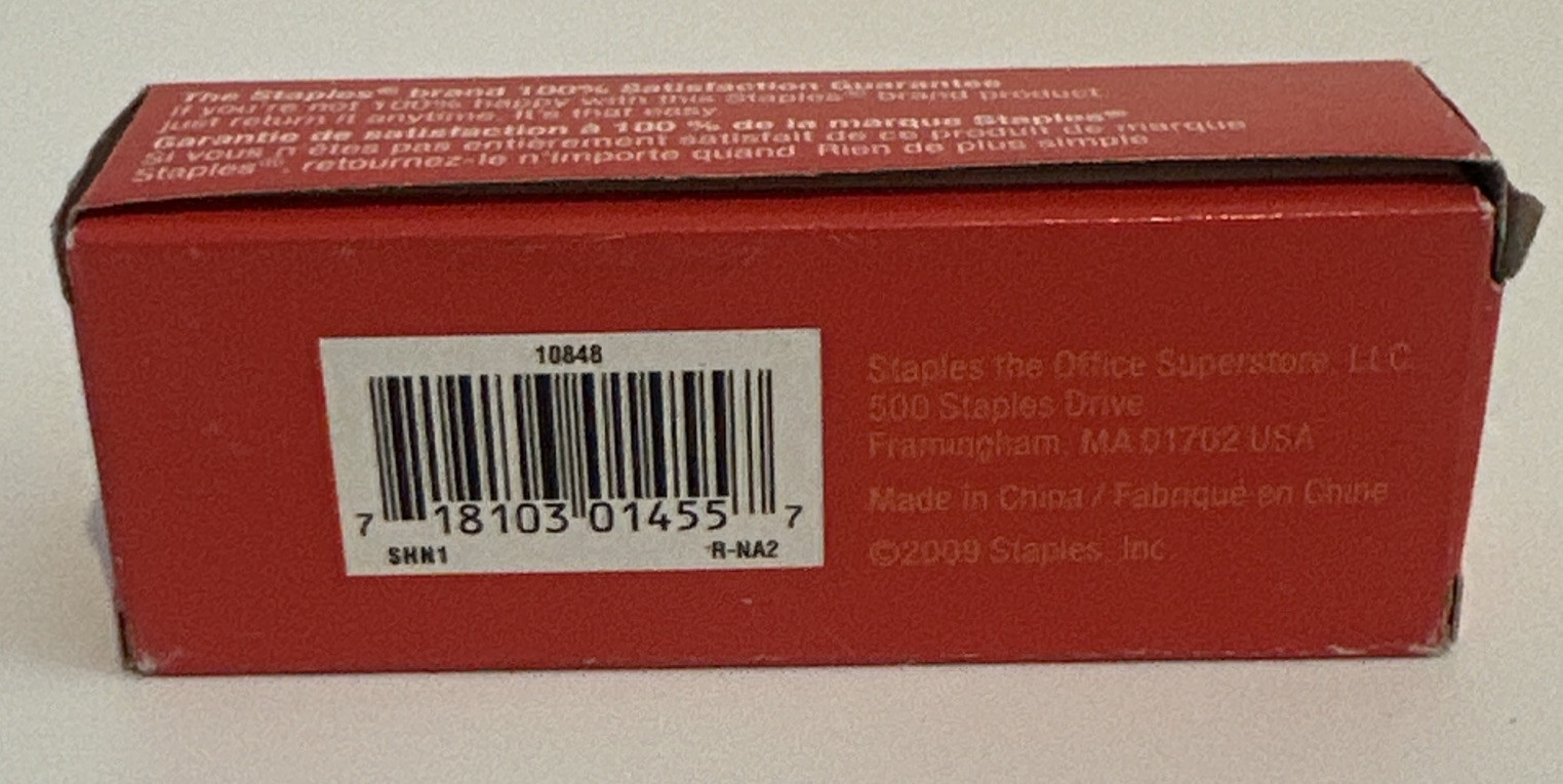Staples Brand 1/4" Standard Stapler Staples 5000 Count Box