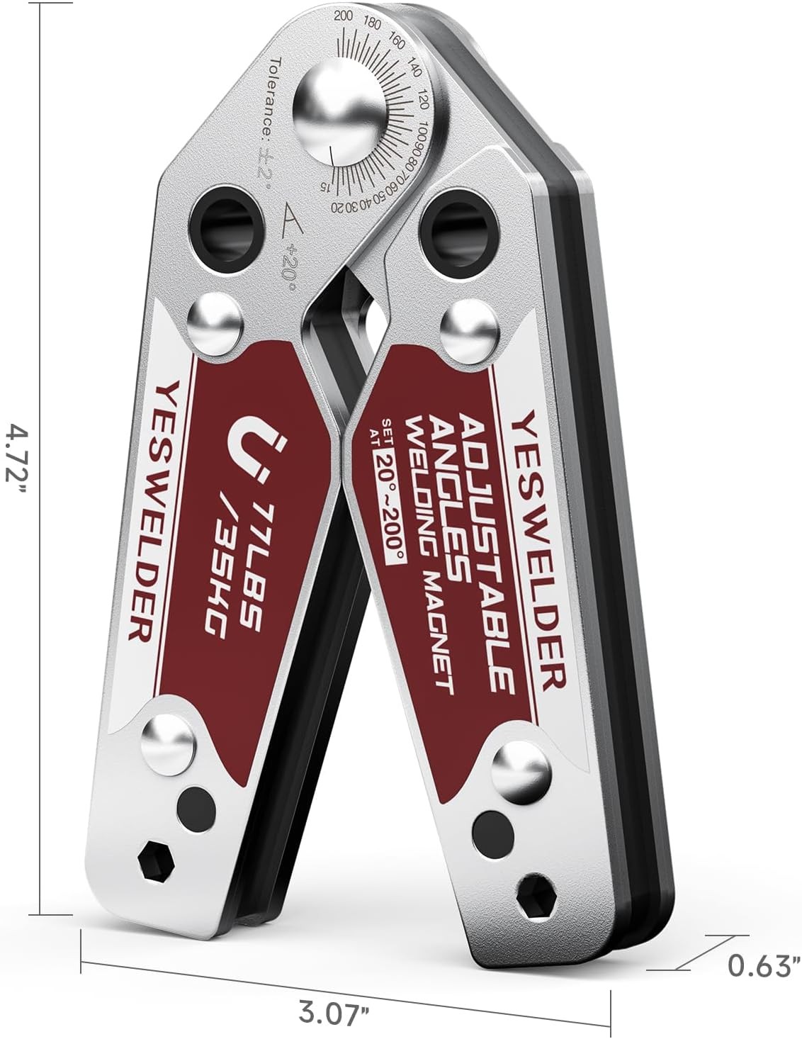 YESWELDER Adjustable Angle Welding Magnet 20-200° Magnetic Medium-77LB