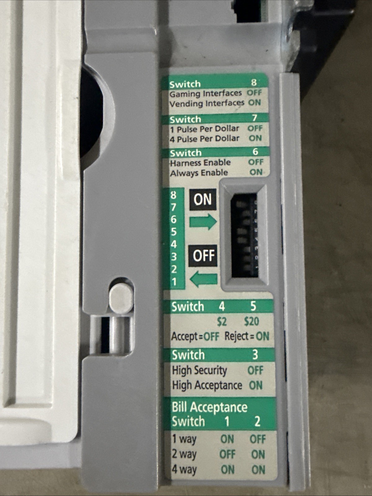 MEI AE 2681 D5 D7 $ Vending Arcade Amusement Downstacker bill acceptor validator