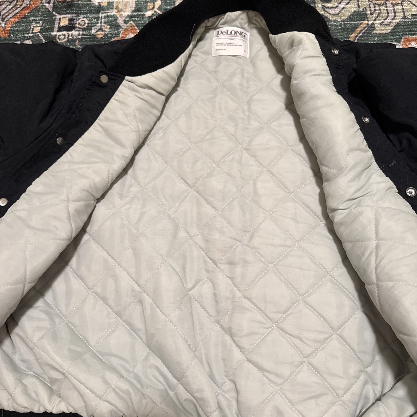 Hickory Crawdads bomber Quilted Insulated Team Vintage Snap Front Jacket Size L