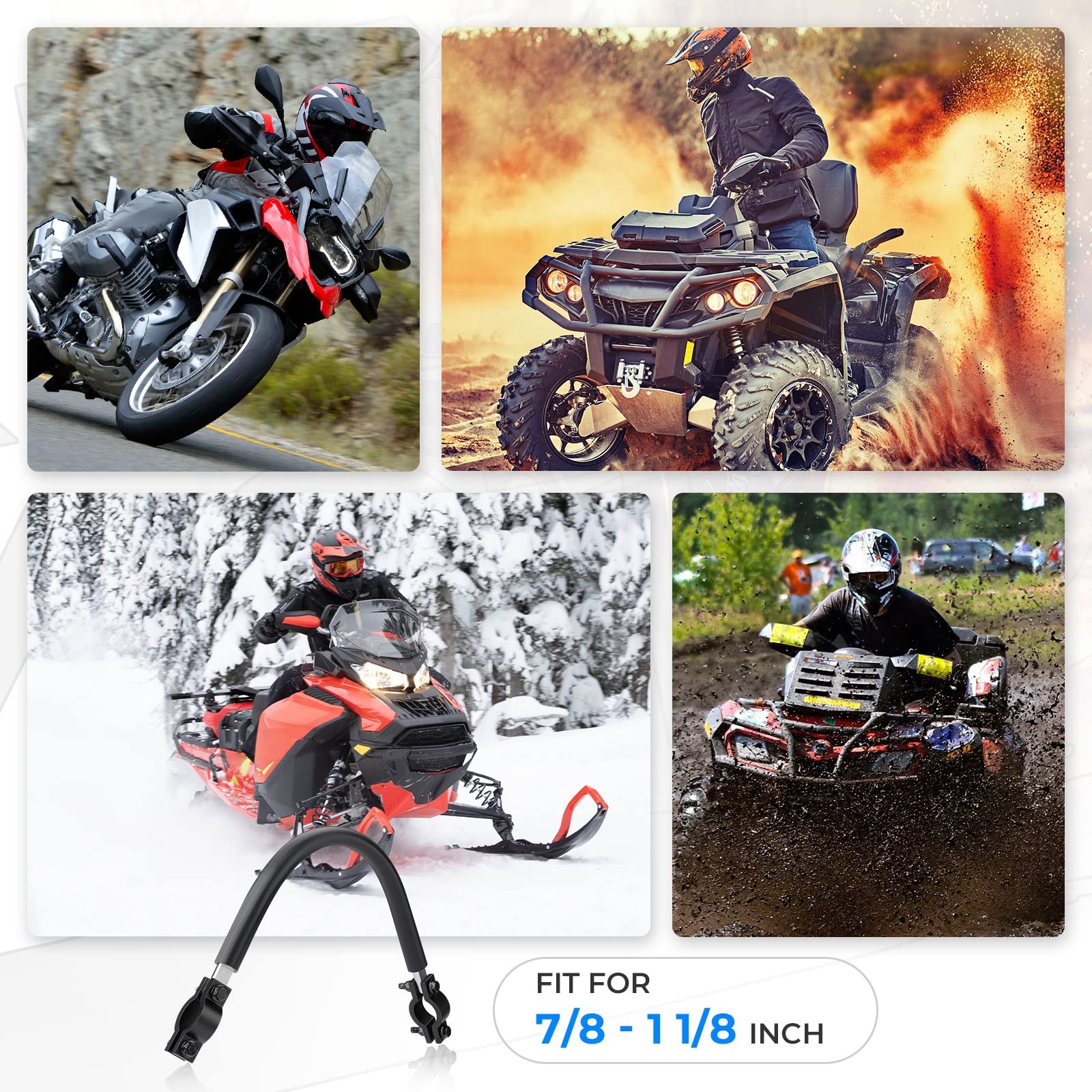 KEMIMOTO ATV Mud Strap, Motorcycle Snowmobile Universal Medium, Black