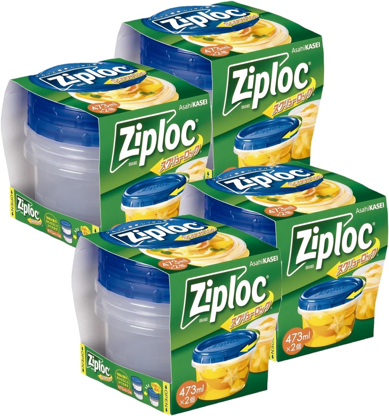 Ziploc Screw Lock 473ml 2-pack x 4 Set Microwave Safe From Japan