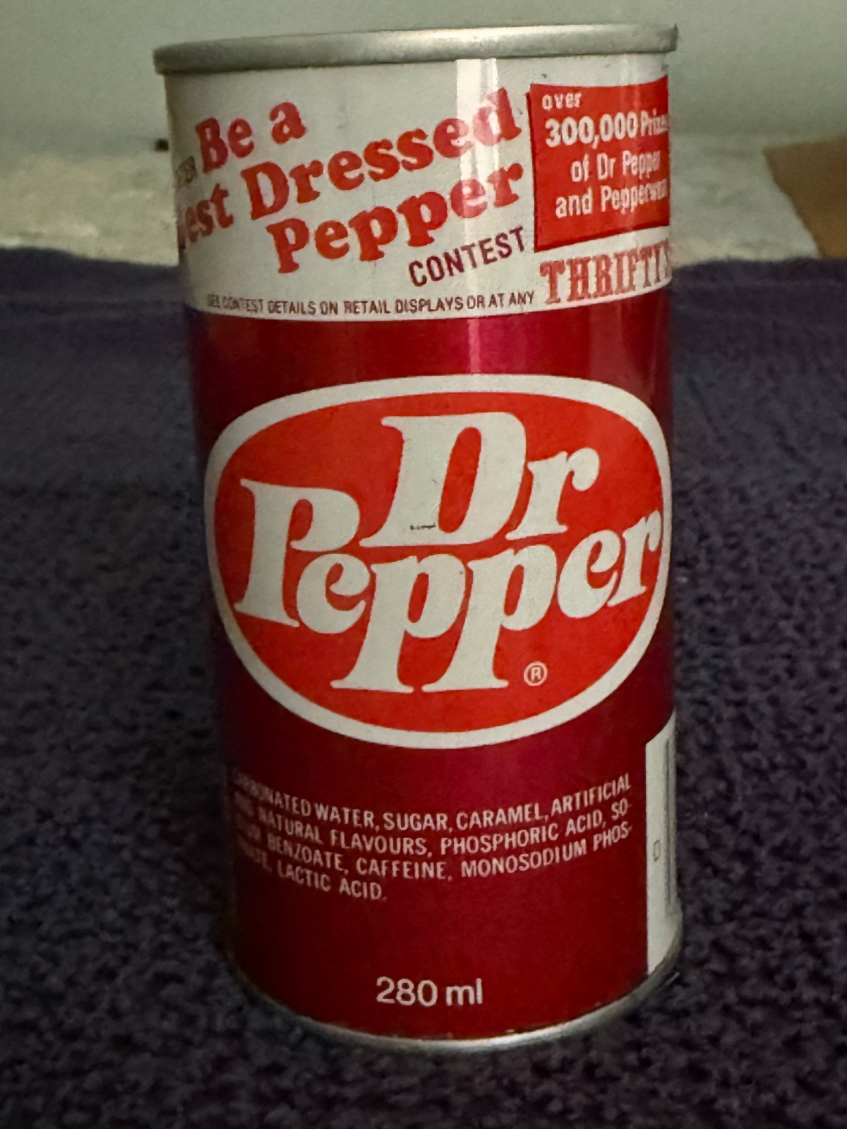 Rare VTG 1970"s DR Pepper TEST CAN First Button Top 280ml Canada Sample