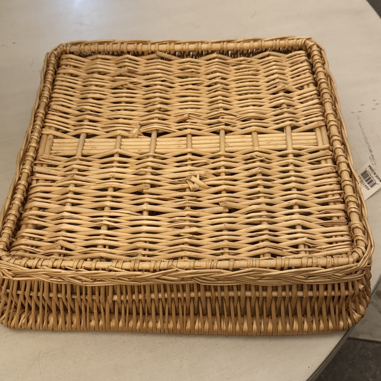 Wicker Serving Tray/Basket 15” Square Ratan 4 Compartments W/ Center
