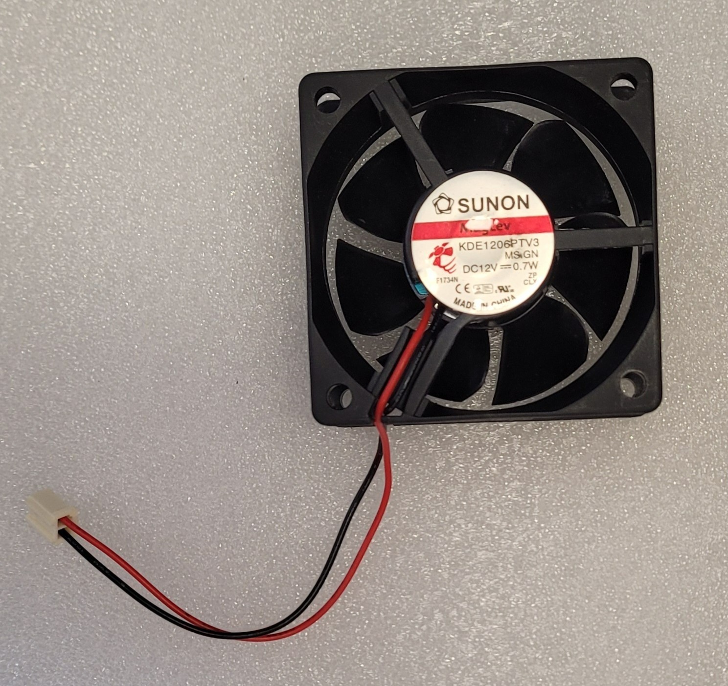 SUNON MagLev fan 12VDC .70W 60x60x25 MM. , two-wire