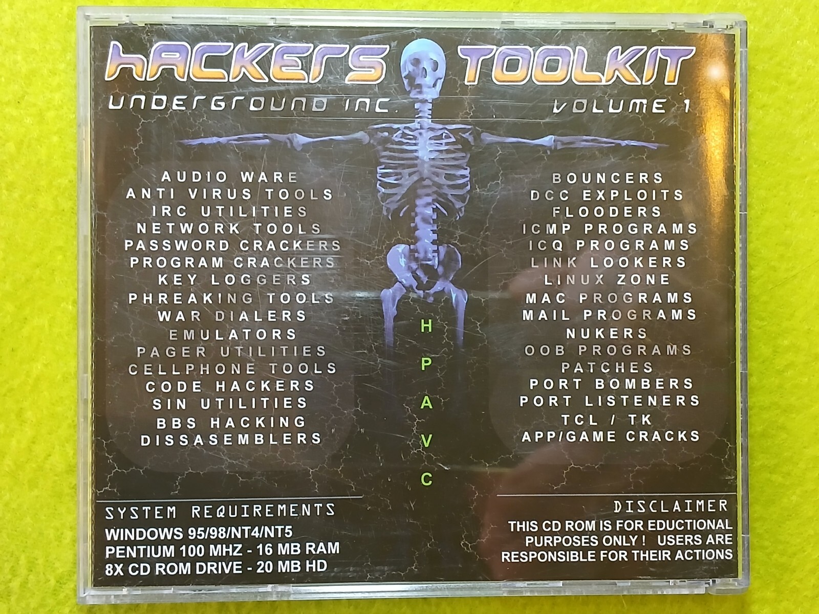 The Elite Hackers Toolkit Volume 1 (PC CD-ROM, 1995) 32-Bit Hacking WIN95/98 HTF