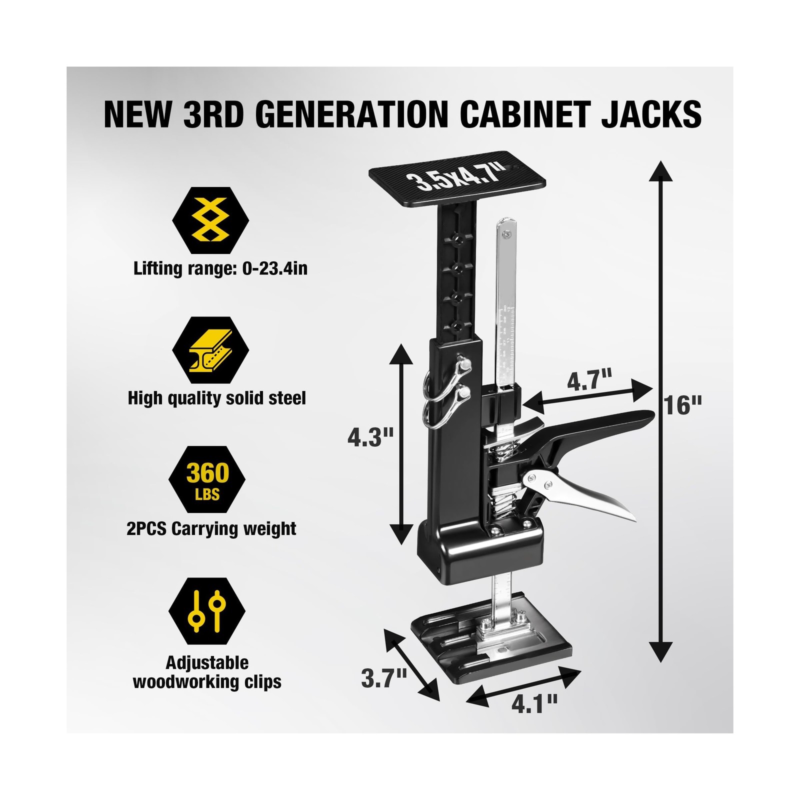 YELLOW JACKET Cabinet Jacks 2 Pack for Installing Cabinets, Labor Saving Arm ...
