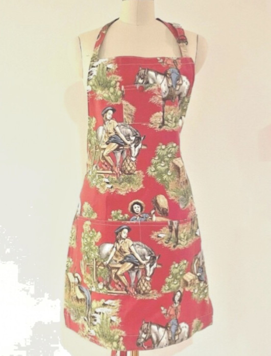 Women’s Apron  Cowgirl  One Of a Kind Cooking Art or Garden Apron Set