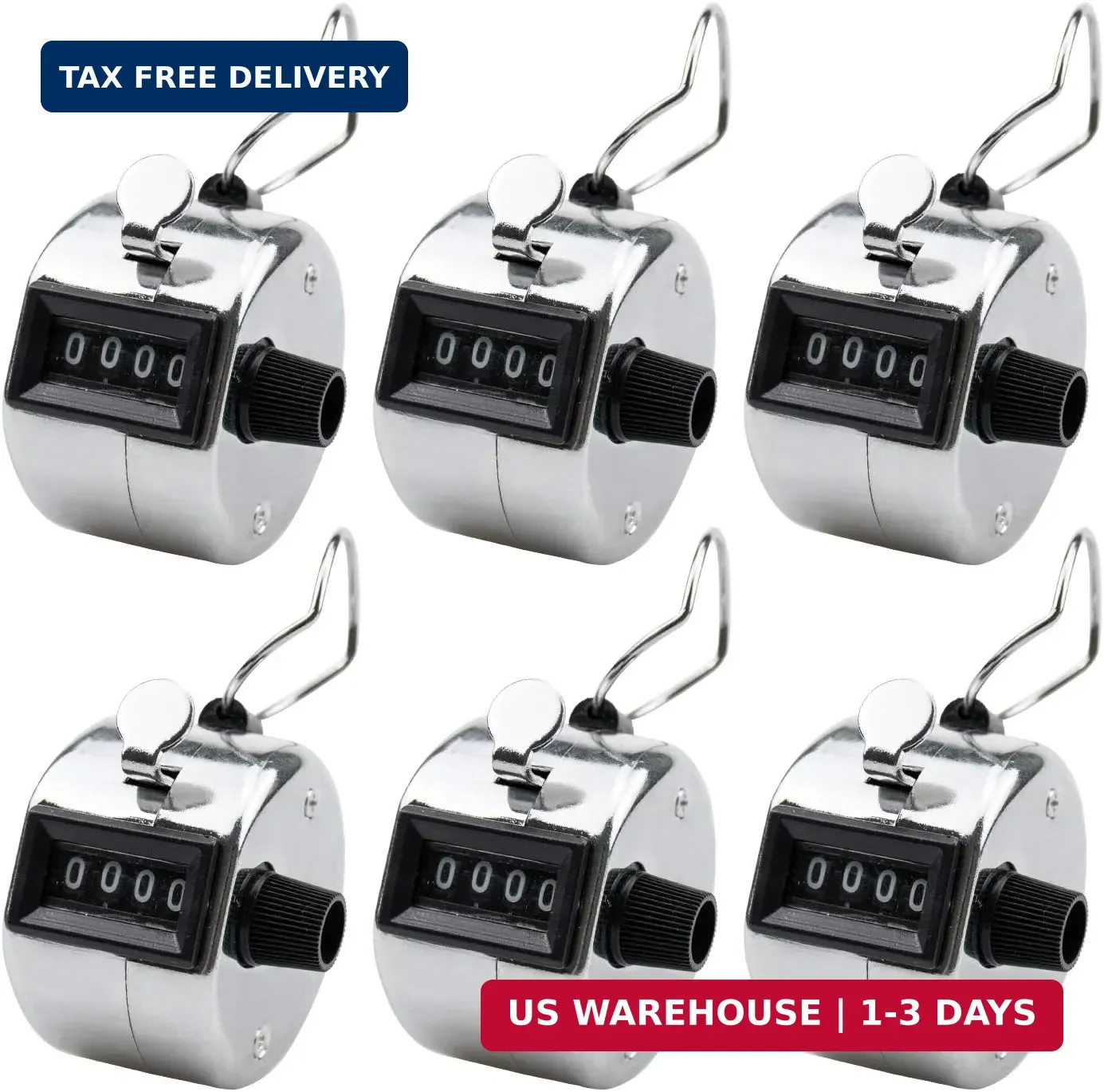 6 Pack Metal Hand Tally Counter Digital Lap Counter Clicker Handheld M