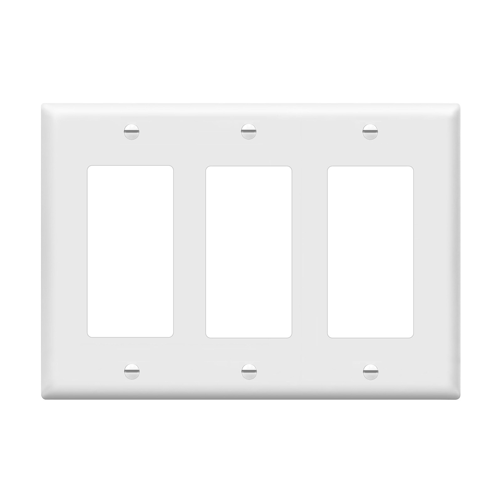 Polycarbonate Wall Plate, 3 Gang, Gloss Finish, Outlet Cover, White