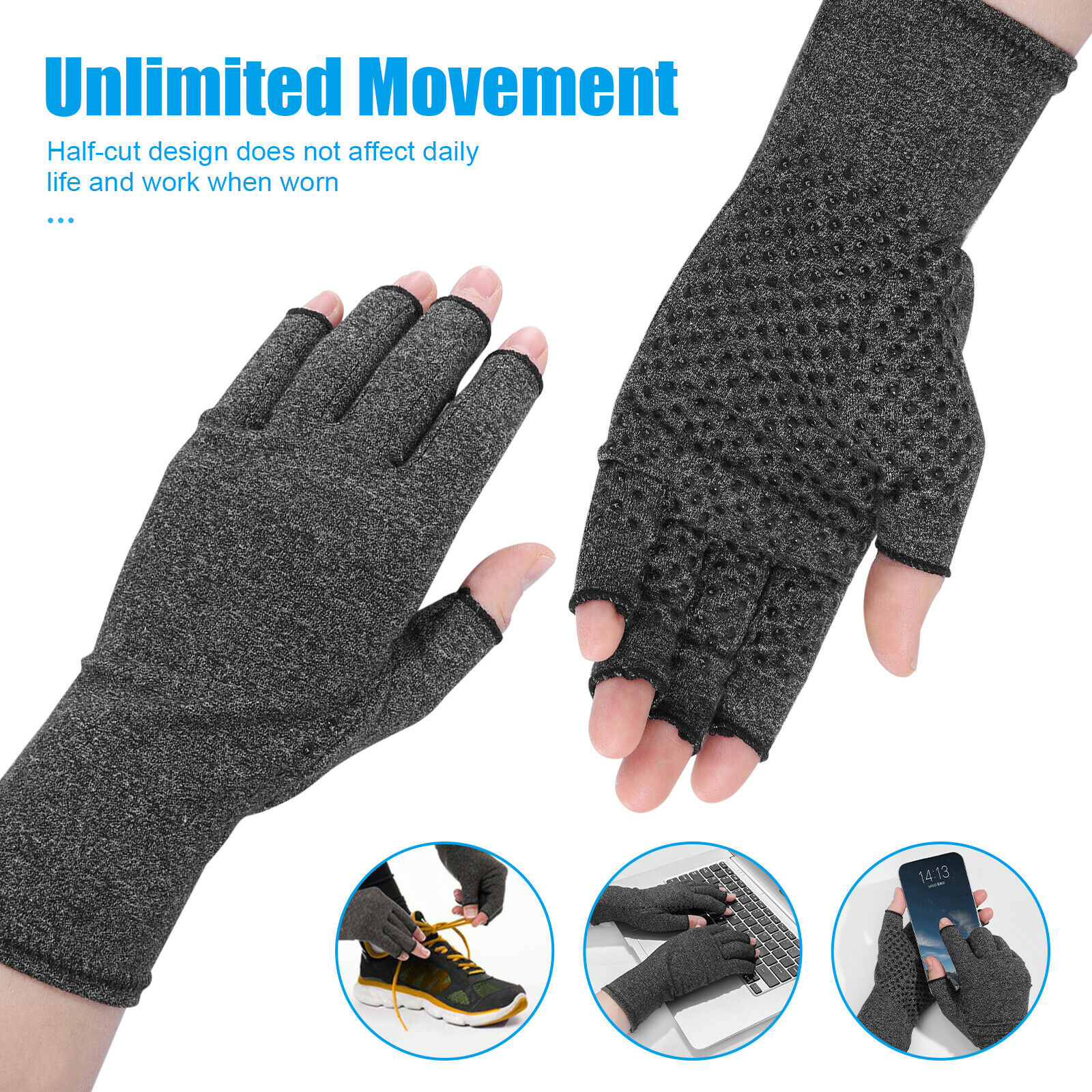 1 PAIR Copper Arthritis Compression Gloves Hand Support Joint Pain Relief USA