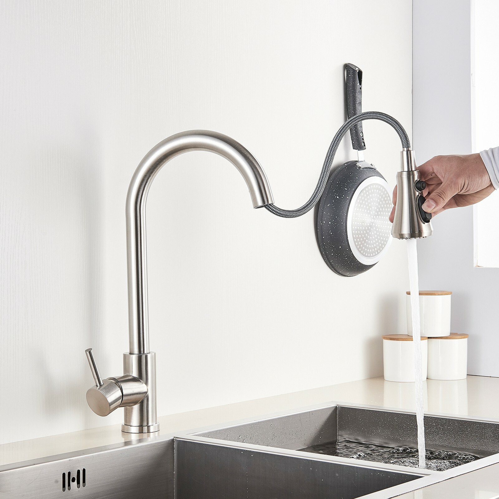 Brushed Nickel Touch sensor Kitchen Sink Faucet Pull Down Sprayer Automatic Taps