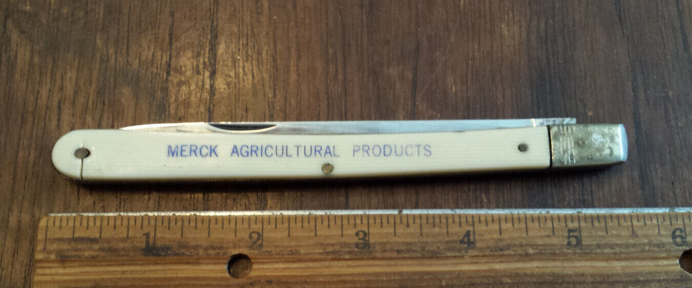 vintage MERCK Agricultural Products -   pocket melon fruit knife